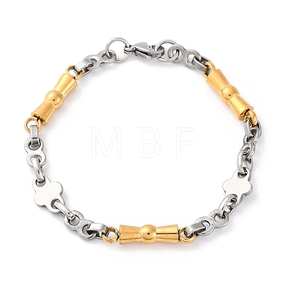 201 Stainless Steel Byzantine Chain Bracelets BJEW-B078-159GP-1