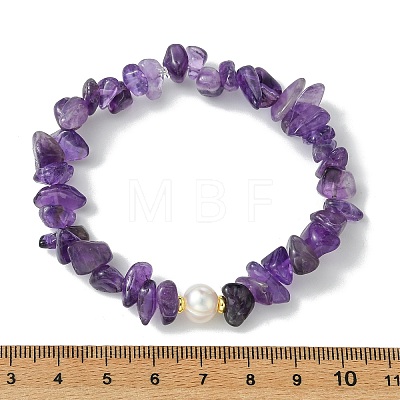 3Pcs 3 Styles Natural Mixed Gemstone Chip & Cultured Freshwater Pearl Beaded Stretch Bracelets Set for Women BJEW-JB13762-03-1