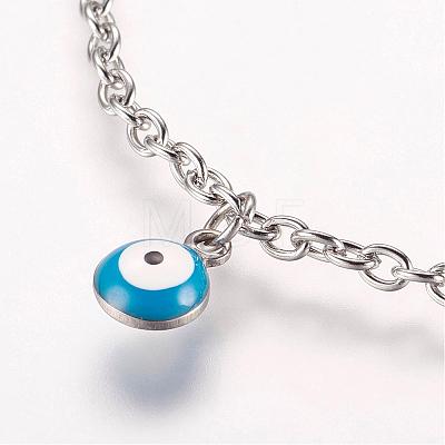 304 Stainless Steel Charm Anklets AJEW-E032-03A-1