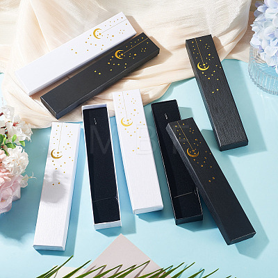 6Pcs 2 Colors Gold Stamping Moon Printed Cardboard Paper Jewelry Necklace Packaging Boxes CON-TA0001-46-1