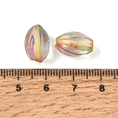 Baking Paint and Golden Metal Enlaced Glass Beads GL-CBA1477-08B-1