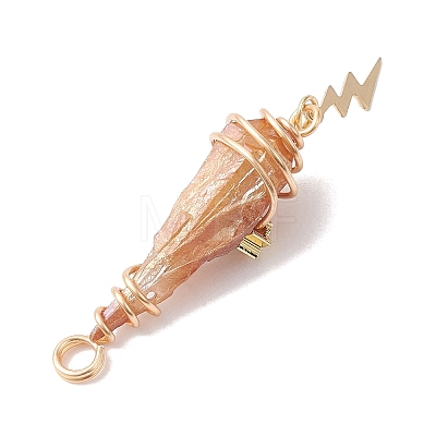 3Pcs 3 Styles Electroplated Natural Quartz Crystal Copper Wire Wrapped Pendants PALLOY-JF02586-07-1