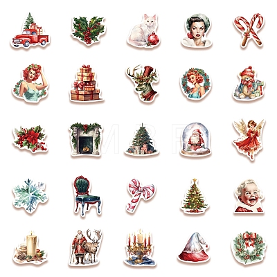 50Pcs/set Christmas PVC Self-Adhesive Stickers PW-WGE1BF0-01-1