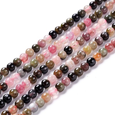Natural Multicolor Tourmaline Beads Strands G-G446-4mm-03-1