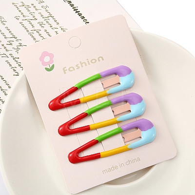 3Pcs Colorful Alloy Snap Hair Clips for Girl PW-WGB0C0F-01-1