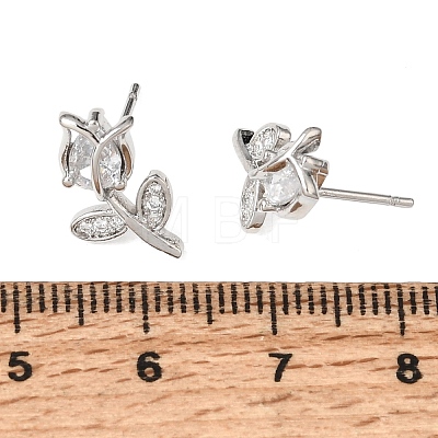 Brass Micro Pave Cubic Zirconia Stud Earrings KK-CBA8324-19P-01-1