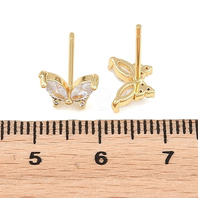 Brass Micro Pave Cubic Zirconia Stud Earrings for Women KK-A305-06G-01-1