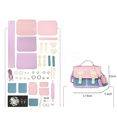 DIY Knitting Crochet PU Leather Bag Making Kit PW-WG46679-02-1