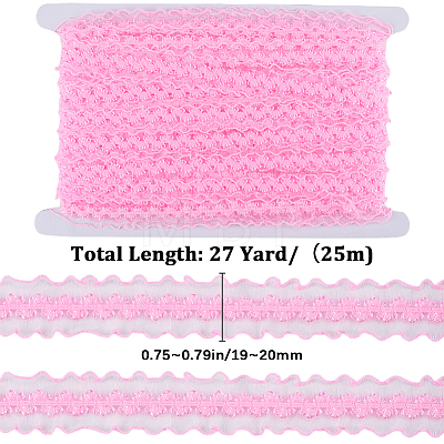 25M Nylon Elastic Pleated Lace Trim OCOR-CY0001-13E-1