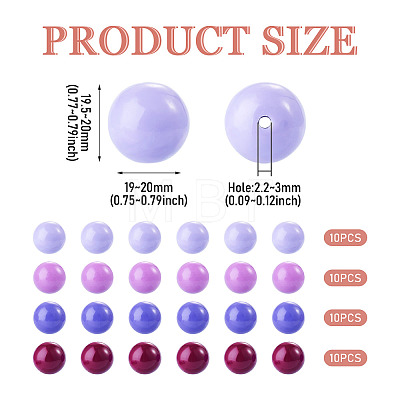 40Pcs 4 Colors Opaque Acrylic Beads MACR-TA0002-97B-1