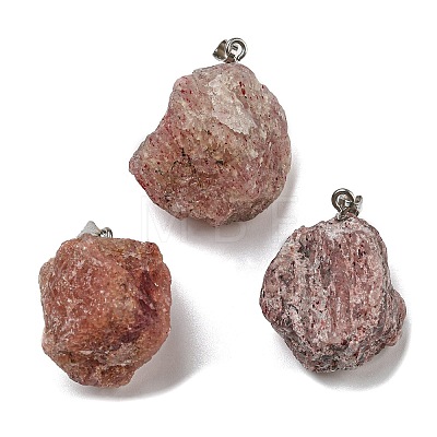 Raw Rough Natural Strawberry Quartz Pendants G-M405-02P-06-1