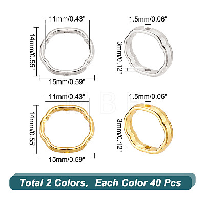 80Pcs 2 Colors Alloy Bead Frames FIND-AR0003-40-1