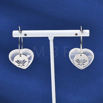 Natural Quartz Crystal & 304 Stainless Steel Hoop Earrings for Women EJEW-G475-02P-01-1