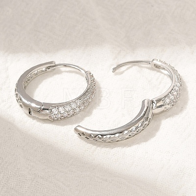 Rack Plating Brass Micro Pave Cubic Zirconia Hoop Earrings EJEW-H143-25P-1