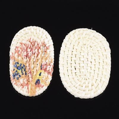 Handmade Reed Cane/Rattan Woven Beads WOVE-T006-114-1