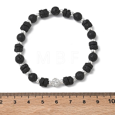 Natural Lava Rock & Non-magnetic Synthetic Hematite Beaded Stretch Bracelets for Women Men BJEW-JB13710-1
