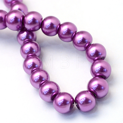 Baking Painted Pearlized Glass Pearl Round Bead Strands HY-Q330-8mm-16-1