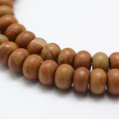 Natural Wood Lace Stone Beads Strands G-G665-15-6x4mm-1
