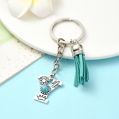 Alloy with Resin Imitation Synthetic Turquoise Keychain KEYC-YW00087-25-1