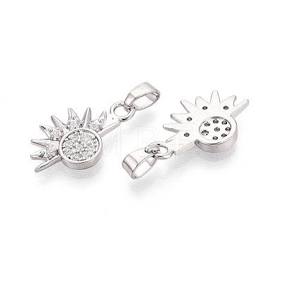 Brass Micro Pave Clear Cubic Zirconia Charms KK-N259-17P-1