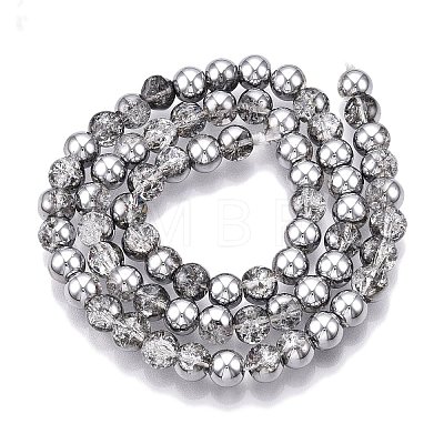 Electroplated Crackle Glass Beads Strands X-EGLA-N014-6mm-03-1