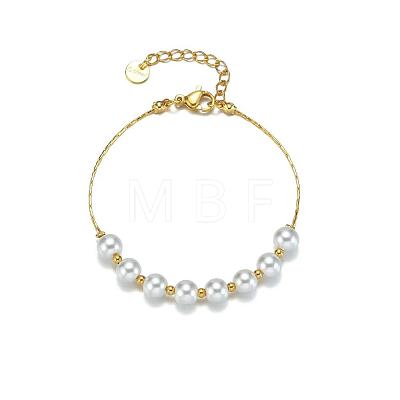 Round Imitation Pearl Beaded Bracelets LN2093-1