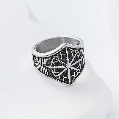 Eight-Point Star 304 Stainless Steel Finger Rings UT4019-2-1