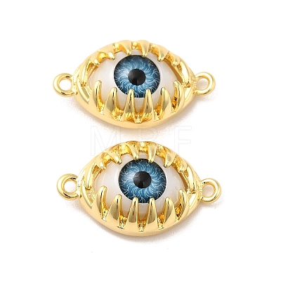 Evil Eye Resin Brass Connector Charms RESI-E026-01G-02-1