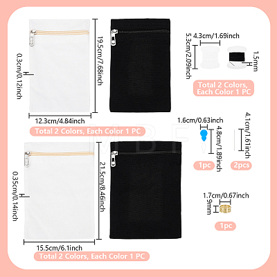 4Pcs 4 Styles Rectangle Canvas Cloth Packing Pouches Zipper Bags ABAG-PH0001-94-1