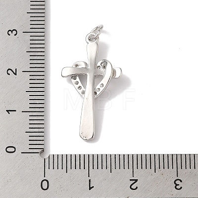 Rack Plating Brass & Clear Cubic Zirconia Pendants KK-L216-055P-1