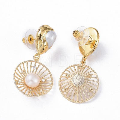 Brass Dangle Stud Earrings EJEW-E249-25A-1