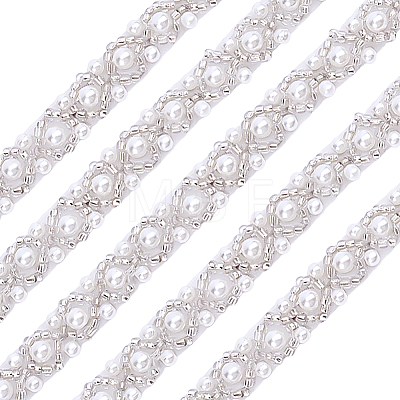 Grenadine & Plastic Pearl Ribbon OCOR-WH0105-170A-1