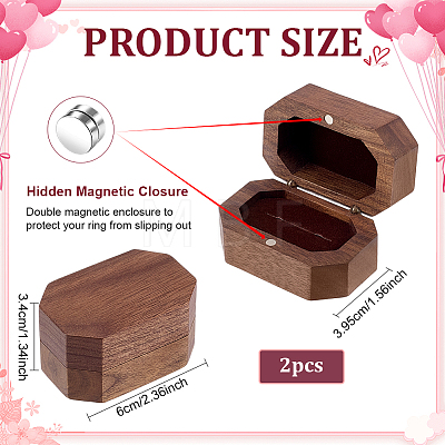 Octagon Wooden Ring Magnetic Boxes CON-WH0107-123C-1
