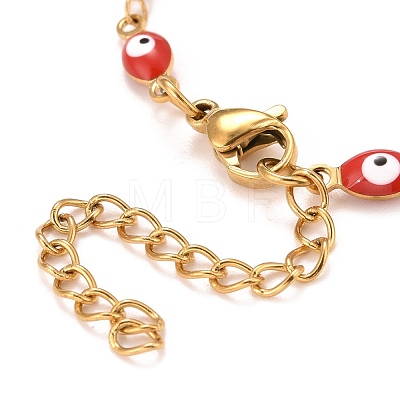 Enamel Horse Eye Link Chains Bracelet BJEW-P271-05G-02-1