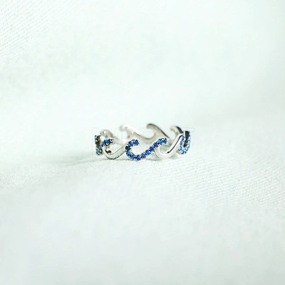 Wave Shaped 925 Sterling Silver Micro Pave Cubic Zirconia Finger Rings FS-WGA19D0-02-1