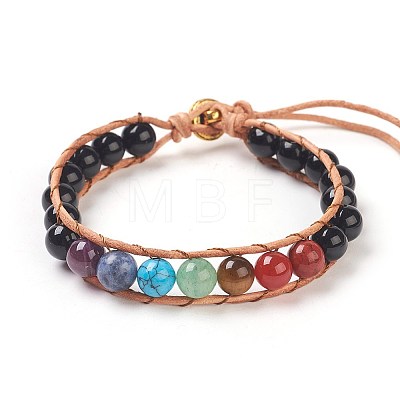 Natural Tiger Eye Cord Beaded Bracelets BJEW-E351-02G-1