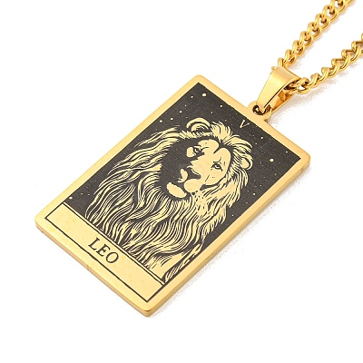 304 Stainless Steel Tarot Pendant Necklaces NJEW-A026-01G-05-1