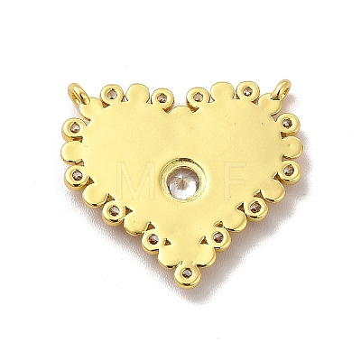 Rack Plating Brass Micro Pave Clear Cubic Zirconia Connector Charms KK-P230-05G-04-1