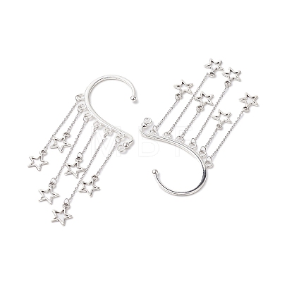 Star Tibetan Style Alloy Cuff Earrings for Women EJEW-TA00525-1