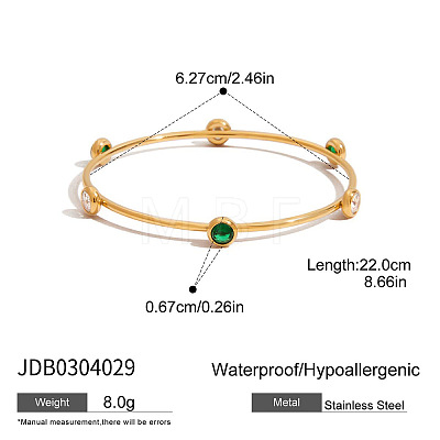 304 Stainless Steel Pave Cubic Zirconia Bangles for Women FS-WGDD90E-02-1