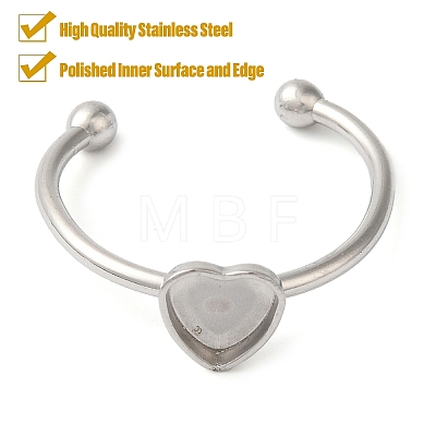 Non-Tarnish 304 Stainless Steel Open Cuff Ring Components X-STAS-I306-01P-1