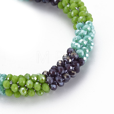 Crochet Glass Beads Braided Stretch Bracelet BJEW-T016-08E-1