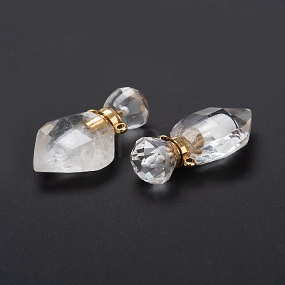 Natural Quartz Crystal Perfume Bottle Pendants G-D058-11G-03-1