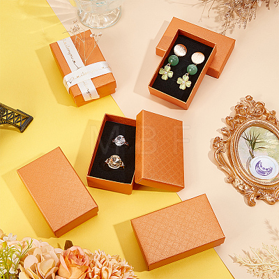 Cardboard Diamond Print Jewelry Storage Box CON-WH0084-79-1