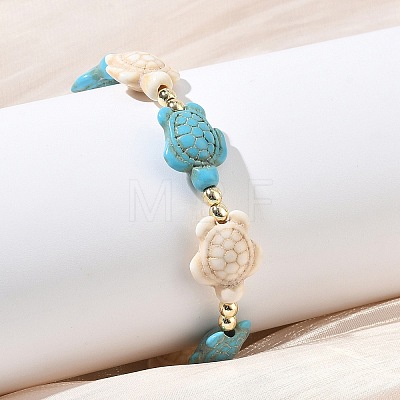 Adjustable Synthetic Turquoise & Non-magnetic Hematite Braided Bead Bracelets BJEW-JB13730-02-1
