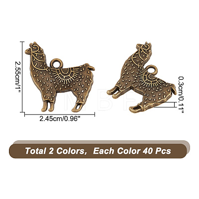 80Pcs 2 Colors Tibetan Style Alloy Pendants FIND-AR0004-07-1