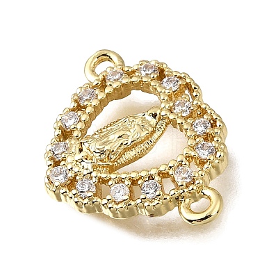 Religion Brass Micro Pave Clear Cubic Zirconia Connector Charms KK-G602-07G-13-1