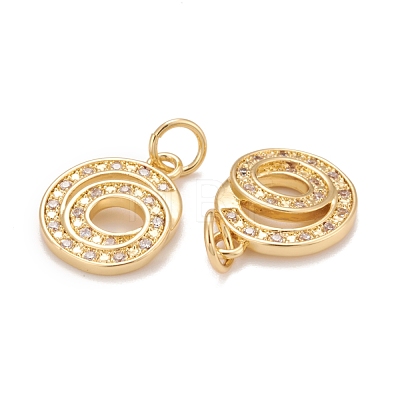 Rack Plating Eco-friendly Brass Micro Pave Clear Cubic Zirconia Charms KK-D072-01G-G-NR-1