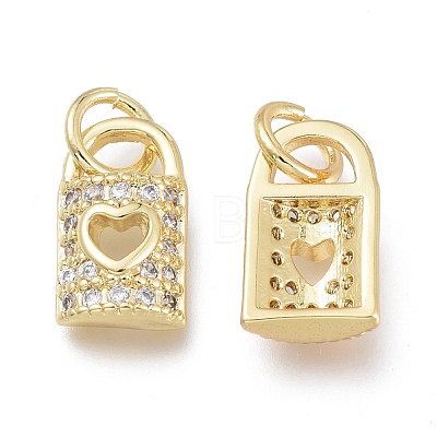 Brass Micro Pave Clear Cubic Zirconia Charms ZIRC-Q024-01G-1
