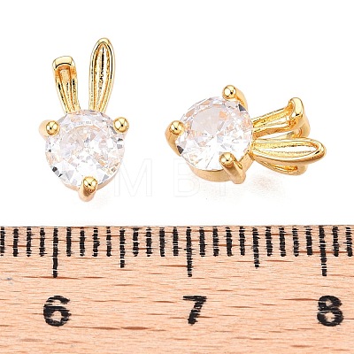 Brass Micro Pave Clear Cubic Zirconia Charms KK-T073-24G-1